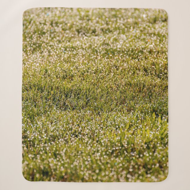 Manta Sherpa Fresh spring green grass background, with bokeh ef (Anverso)