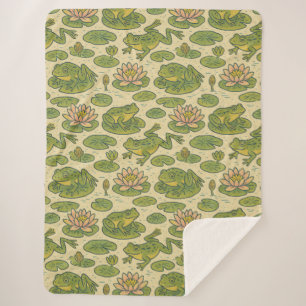 Manta Sherpa Frog Lili pads Waterlily Art
