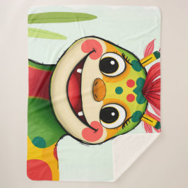 Manta Sherpa „Fröhlicher Dschungeldrache – Bunt und Glücklich“