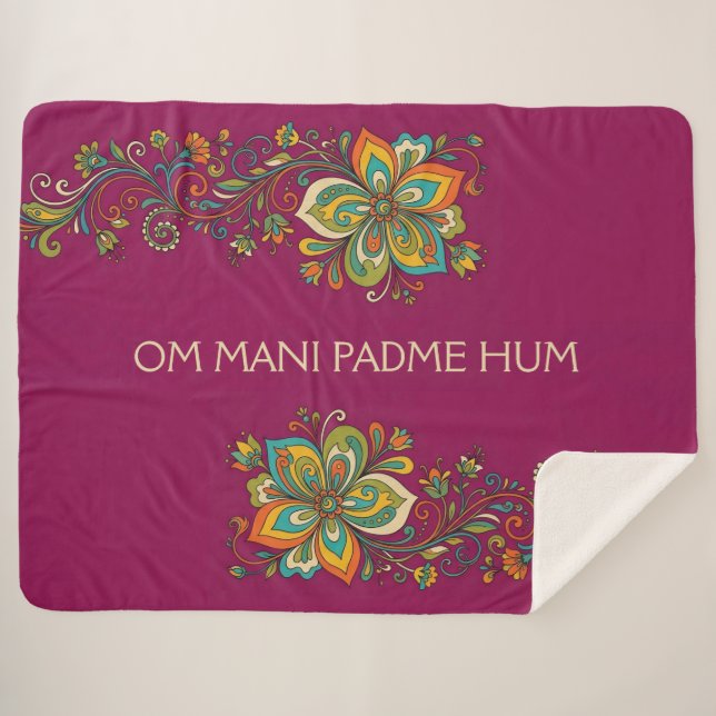Manta Sherpa Fronteras de zarcillos de poder floral retro 2 + t (Anverso (horizontal))