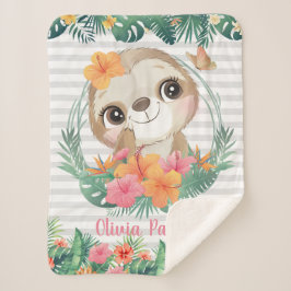 Manta Sherpa Fronteras tropicales Hibiscus Flowers Sloth Person