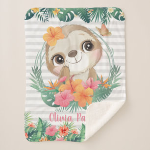 Manta Sherpa Fronteras tropicales Hibiscus Flowers Sloth Person