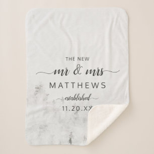 Manta Sherpa Frosted Pines Rustic The New Mr & Mrs Newlyweds