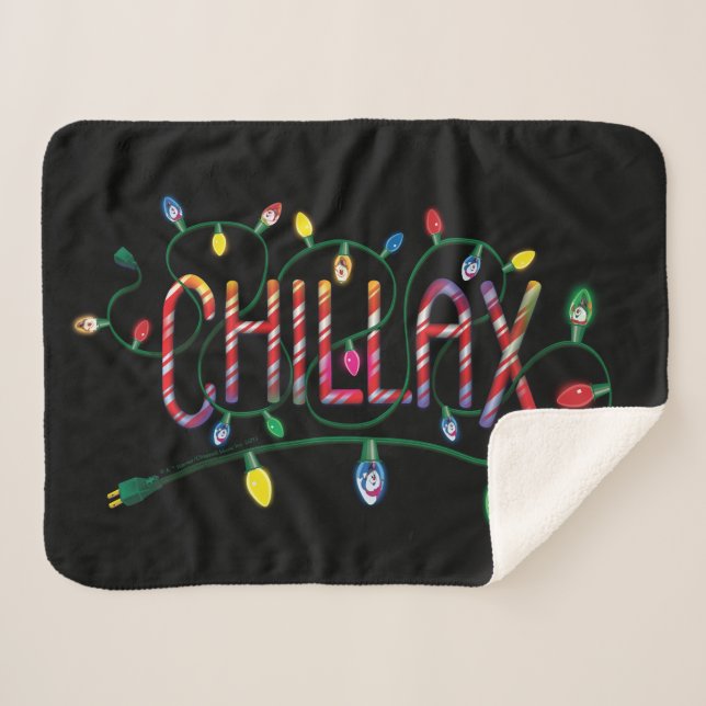 Manta Sherpa Frosty the Snowman™ | Luces navideñas "Chillax" (Anverso (horizontal))