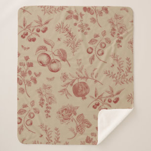 Manta Sherpa Fruit,  berry and flowers. Autumn seamless pattern