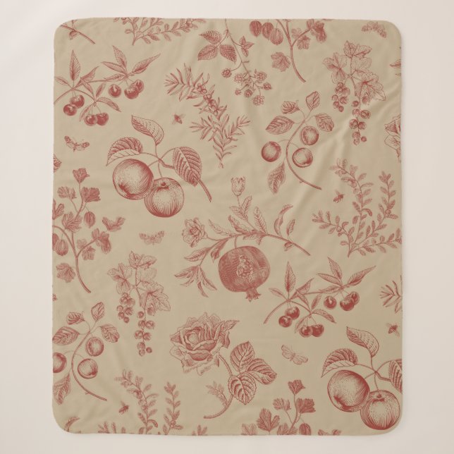 Manta Sherpa Fruit,  berry and flowers. Autumn seamless pattern (Anverso)