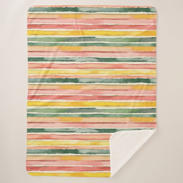 Manta Sherpa Fruity Berry Green Orange Pink Stripes (Anverso)