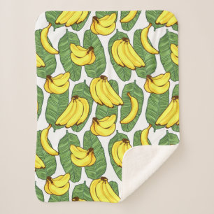 Manta Sherpa Fruta bananera deja patrón tropical