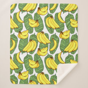 Manta Sherpa Fruta bananera deja patrón tropical
