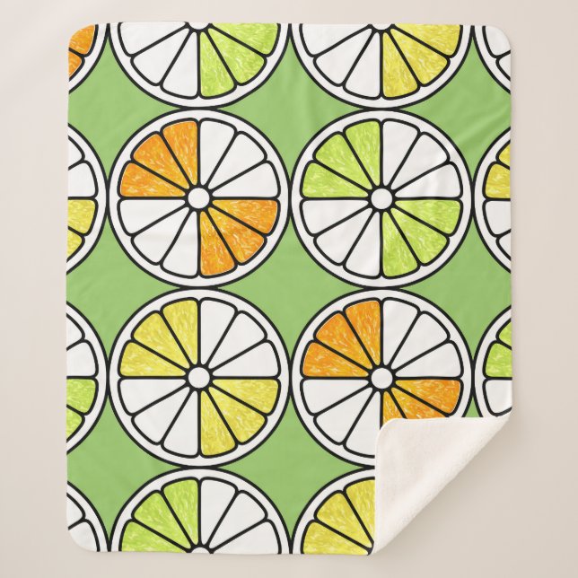 Manta Sherpa Fruta De Cítricos, Verano Sin Marea. (Anverso)