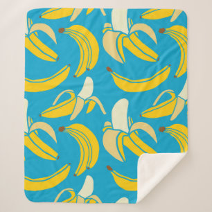 Manta Sherpa fruta fresca amarilla tropical plátano sin soldadu