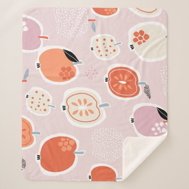 Manta Sherpa Fruto de manzana, abstracto, patrón de verano (Anverso)