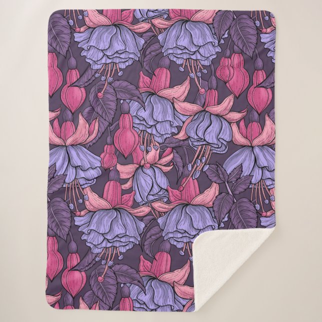 Manta Sherpa Fuchsia en rosa y violeta (Anverso)