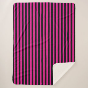 Manta Sherpa Fuchsia y rayas de caramelo negro