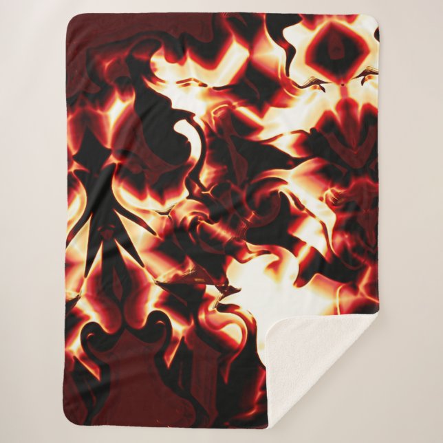 Manta Sherpa Fuego esculpido en el fondo rojo más oscuro (Anverso)