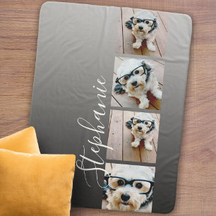 Manta Sherpa Fuente manuscrita Ombre 4 Fotos — PUEDE EDITAR C