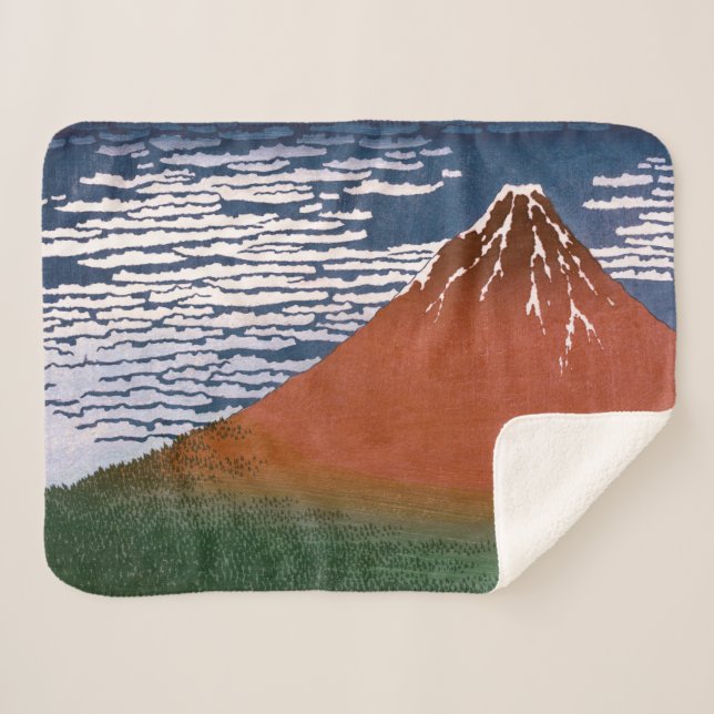 Manta Sherpa Fuji Rojo, El Volcán Aka Fujiyama Katsushika Hokus (Anverso (horizontal))