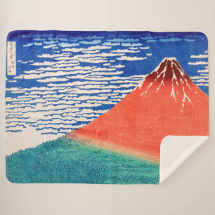 Manta Sherpa Fuji rojo   Hokusai  