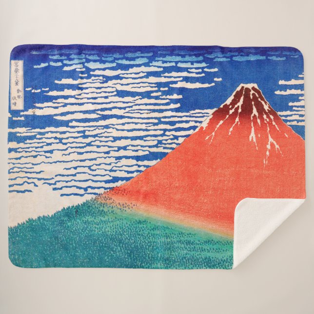 Manta Sherpa Fuji rojo | Hokusai | (Anverso (horizontal))