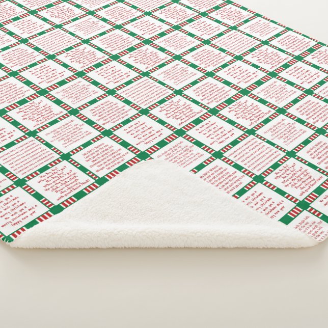 Manta Sherpa Fun Holiday song lyrics with red, white, green  (3/4)