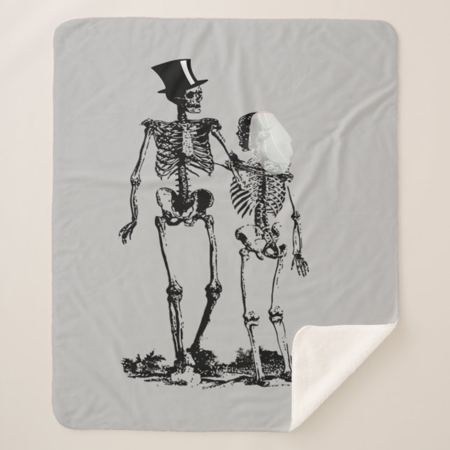 Manta Sherpa Fun Skeleton Boda Pareja (Anverso)