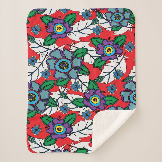 Manta Sherpa Funda de plumas rojas (Anverso)