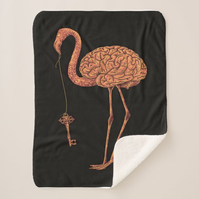 Manta Sherpa Funda Flamingo Braingo| regalo para el amante (Anverso)