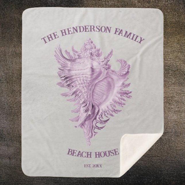 Manta Sherpa Funda Sherpa Blanket de la concha magenta (Magenta Conch Shell Personalized Sherpa Blanket)