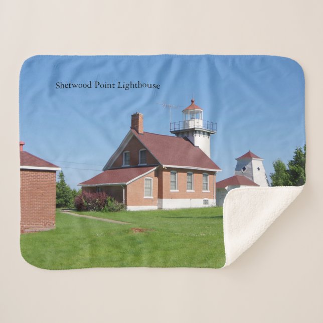 Manta Sherpa Funda sherpa sherpa de Sherwood Point Lighthouse (Anverso (horizontal))