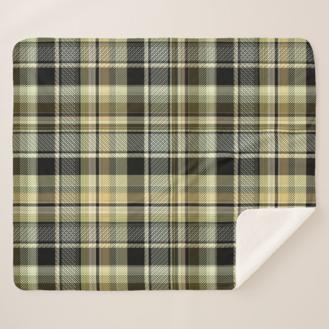 Manta Sherpa Funda tartán amarillo-marrón. (Anverso (horizontal))