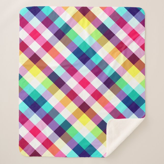 Manta Sherpa Funky patrón de lustra arcoiris medio Sherpa Blank (Anverso)