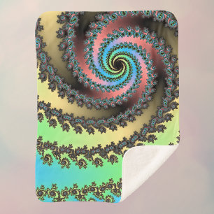 Manta Sherpa Funky Spiral Pastel Rainbow Fractal