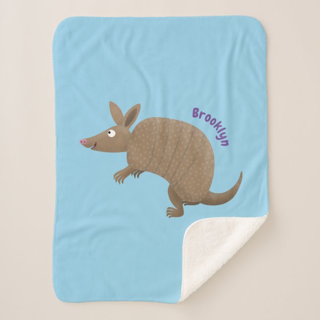Manta Sherpa Funny armadillo feliz personalizado ilustracion (Anverso)