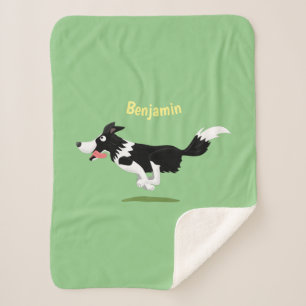 Manta Sherpa Funny Border Collie perro corriendo personalizado