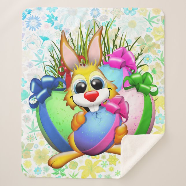 Manta Sherpa Funny Bunny biting an Easter Egg (Anverso)