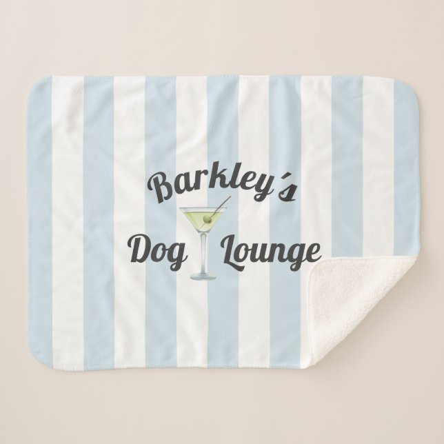 Manta Sherpa Funny Dog Lounge Personalizado Bandas Azules (Anverso (horizontal))