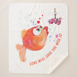 Manta Sherpa Funny Fish and Worm Sherpa Blanket - Texto Persona