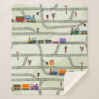 Manta Sherpa Funny kids seamless pattern railway with locomotiv