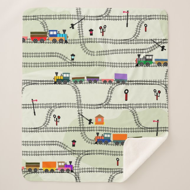 Manta Sherpa Funny kids seamless pattern railway with locomotiv (Anverso)