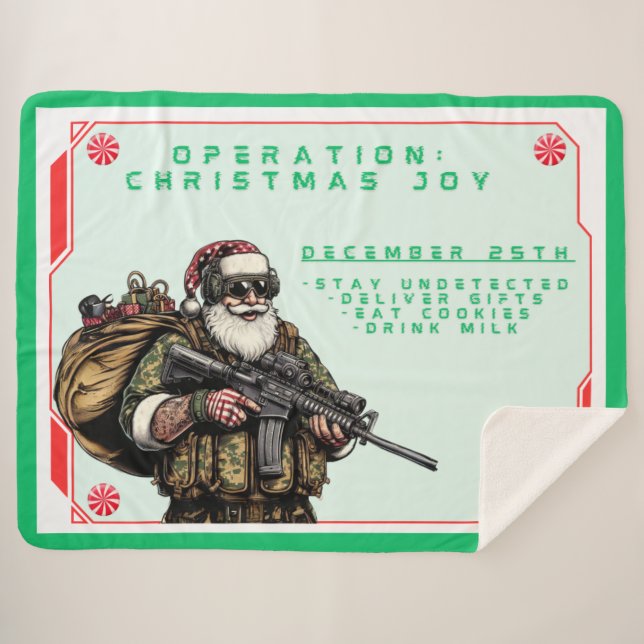 Manta Sherpa Funny Military/Navidades Santa (Anverso (horizontal))