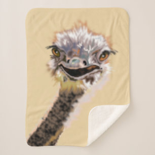 Manta Sherpa Funny Ostrich Baby Sherpa Blanket