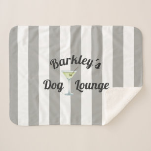 Manta Sherpa Funny Perro Lounge Taupe Stripes Personalizados