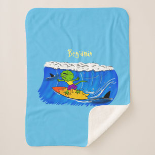 Manta Sherpa Funny personalizado de surf con lagarto frito