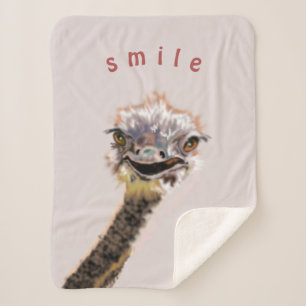 Manta Sherpa Funny Sherpa Blanket con alegre avestruz feliz