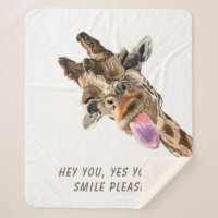 Funny Sherpa Blanket con juguetona jirafa - Sonris