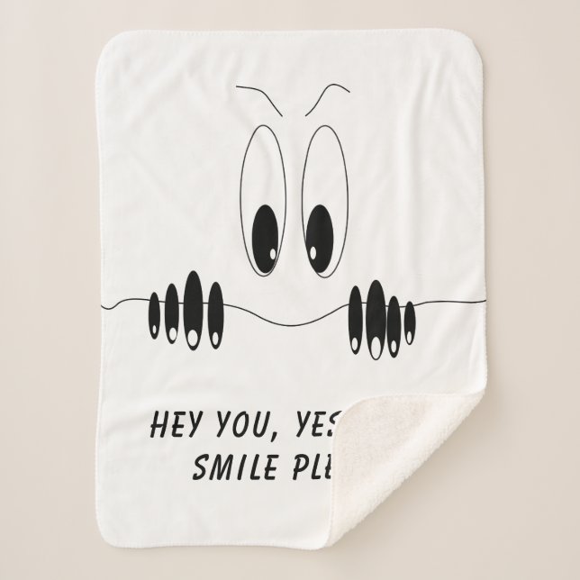 Manta Sherpa Funny Sherpa Blanket con ojos curiosos - Sonrisa (Anverso)