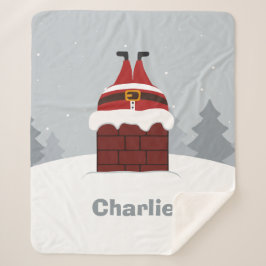 Manta Sherpa Funny Stuck Santa nombre personalizado faja frazad