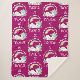 Manta Sherpa Funny Unicorn diciendo AF mágico
