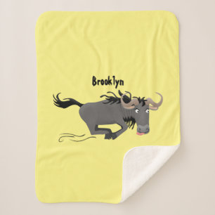 Manta Sherpa Funny Wildebeest corriendo ilustracion personaliza