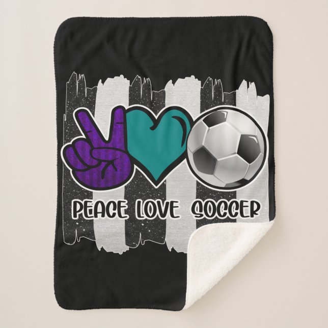 Manta Sherpa Fútbol de paz franco-negro y blanco (Anverso)